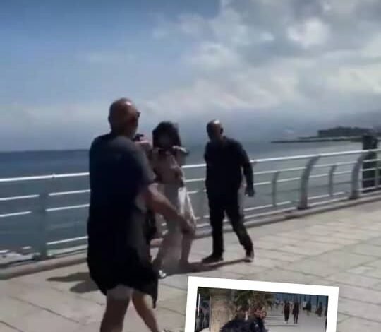 فيديو سيدة على كورنيش بيروت المنارة